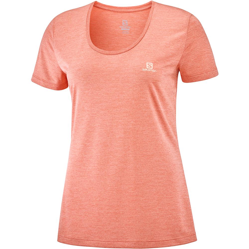 Salomon Singapore Womens T-shirts - AGILE SS W Coral | 36017-LBZO